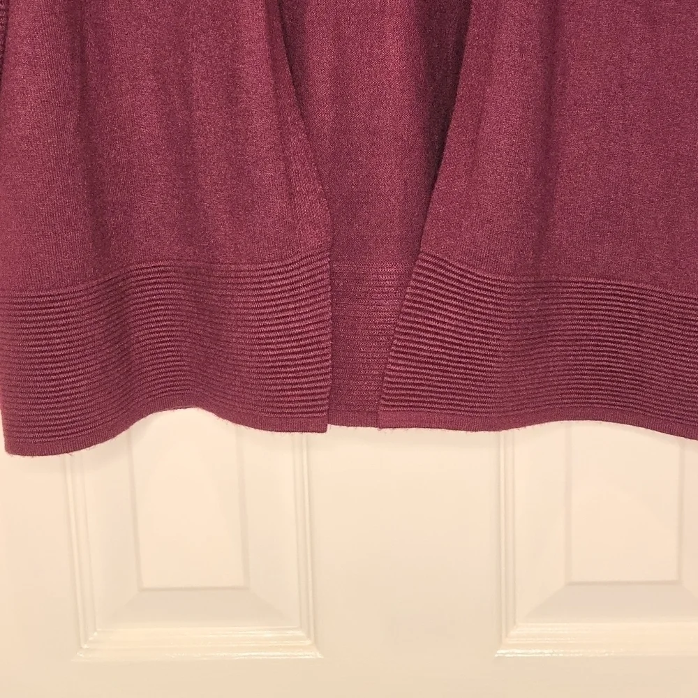 Evolution by Cyrus Open Front Ribbed Knit Detail Cardigan Size Small Ancho Chili - Picture 9 of 11